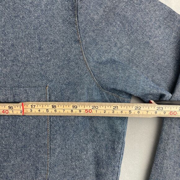 American Apparel Shirt Men S Blue Long Sleeve Chambray Workwear Custom USA Made - Picture 4 of 7